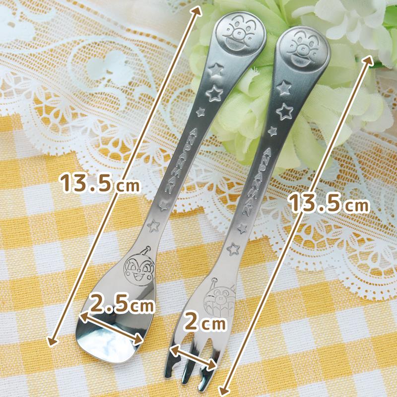 Anpanman Stainless Steel Spoon and Fork Set面包超人不锈钢辅食叉勺组合