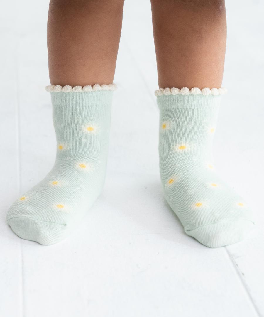 Stample Pale Flower Baby Ankle Socks 3Pairs/Stample花朵宝宝脚踝袜 3双装 11-13cm 0-1yr