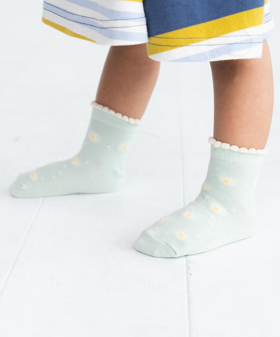 Stample Pale Flower Baby Ankle Socks 3Pairs/Stample花朵宝宝脚踝袜 3双装 11-13cm 0-1yr