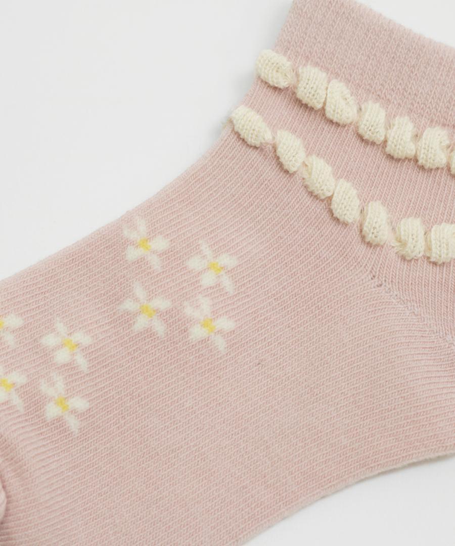 Stample Pale Flower Baby Ankle Socks 3Pairs/Stample花朵宝宝脚踝袜 3双装 11-13cm 0-1yr