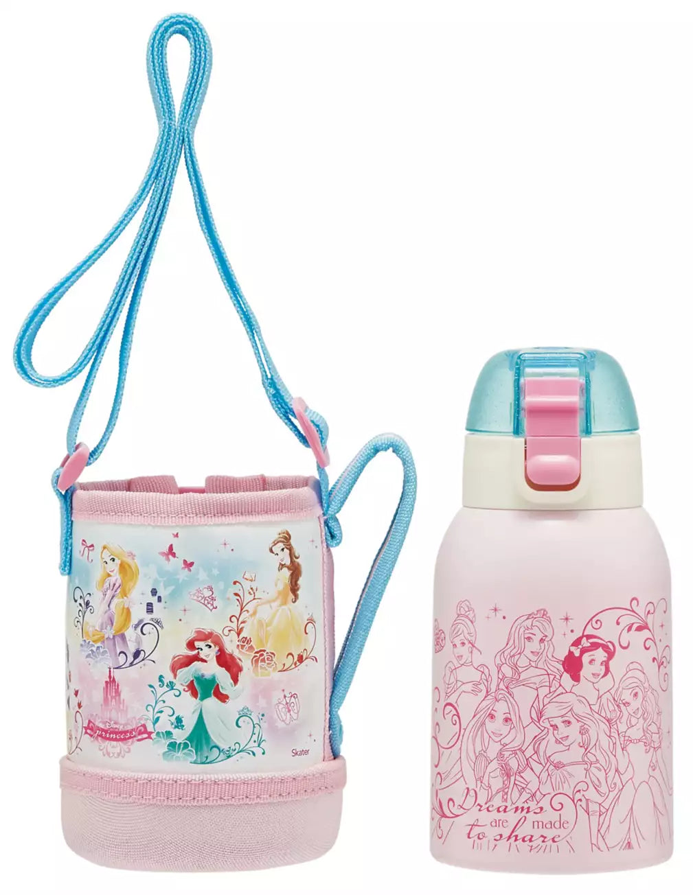 Skater Stainless Steel Water Bottle with Cover-PRINCESS/Skater不锈钢直饮保温水壶-迪士尼公主 400ml