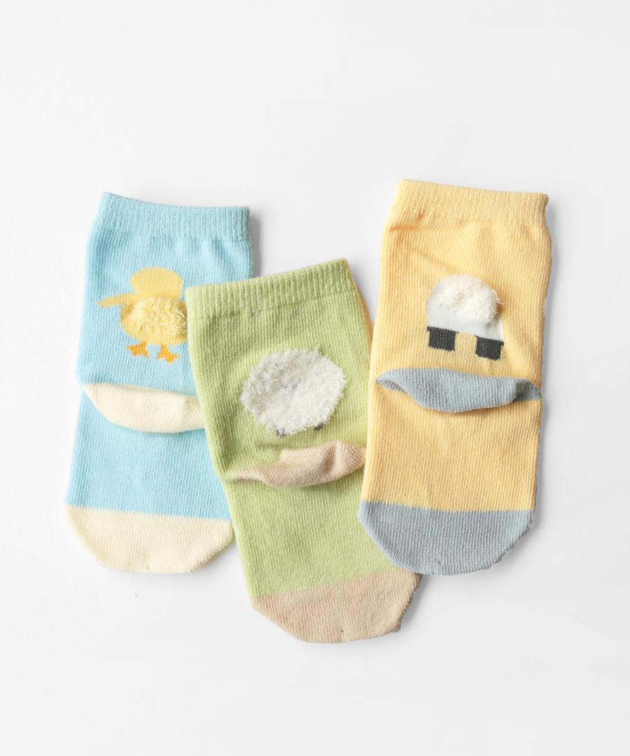 Stample Bushy Tail Baby Crew Socks Boys 3Pairs/Stample毛茸茸小动物尾巴宝宝袜 男宝款 3双装 11-13cm 0-1yr