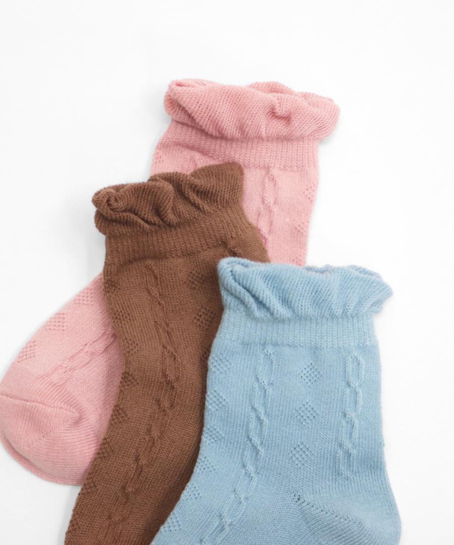 Stample Cable Frill Baby Crew Socks 3Pairs/Stample编线花纹宝宝袜 3双装 11-13cm 0-1yr