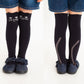 Stample Cat&Tail Knee High Socks Black&Navy/Stample过膝儿童长筒猫咪&尾巴长袜 黑色&深蓝色 2双装 16-18cm 4-6yrs