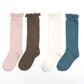 Stample Frill High Socks Pink&Brown 2Pairs/Stample荷叶边儿童及膝长袜 粉色&咖色 2双装 1-6yrs