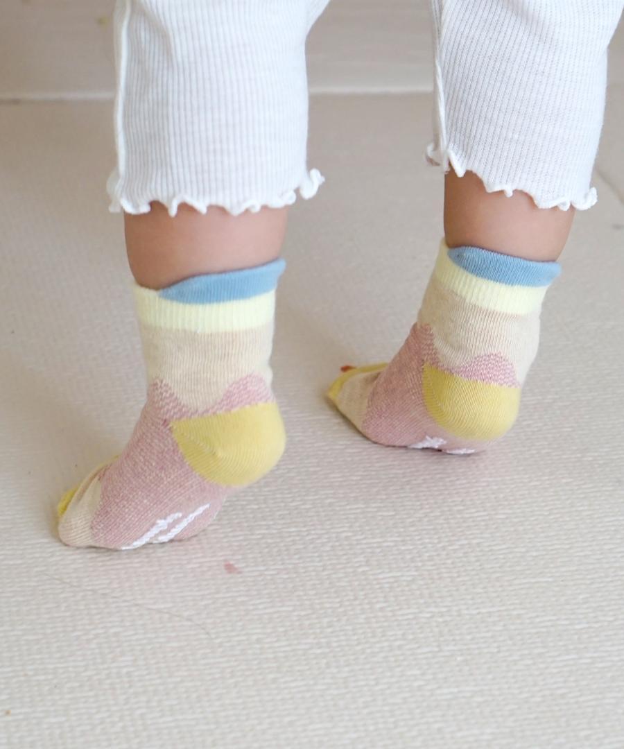 Stample Light Mesh Baby Ankle Socks-Girl Color 3Pairs/Stample网格织纹宝宝脚踝袜 温柔色 3双装 11-13cm 0-1yr