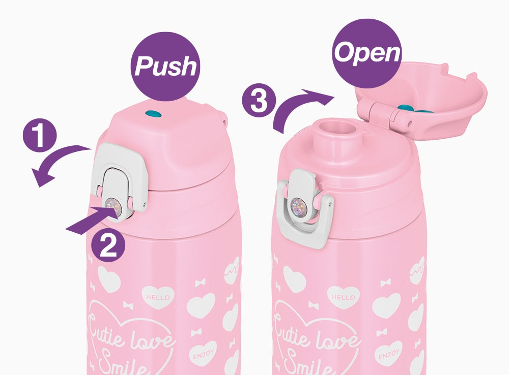 Thermos  Kids Vacuum Insulated 2 Way Bottle-Pink Heart膳魔师真空两用儿童保温杯-粉色甜心 600ml