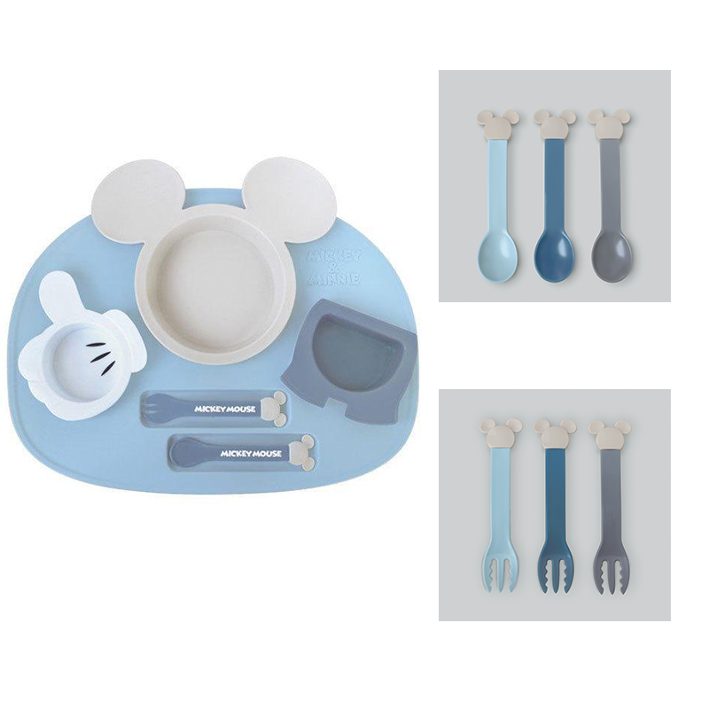 Nishiki Kasei Disney Tableware Combo Set-Mickey Blue/迪士尼儿童餐具套组 莫兰迪米奇蓝